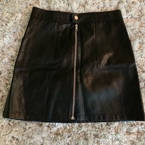 Black faux leather mini skirt